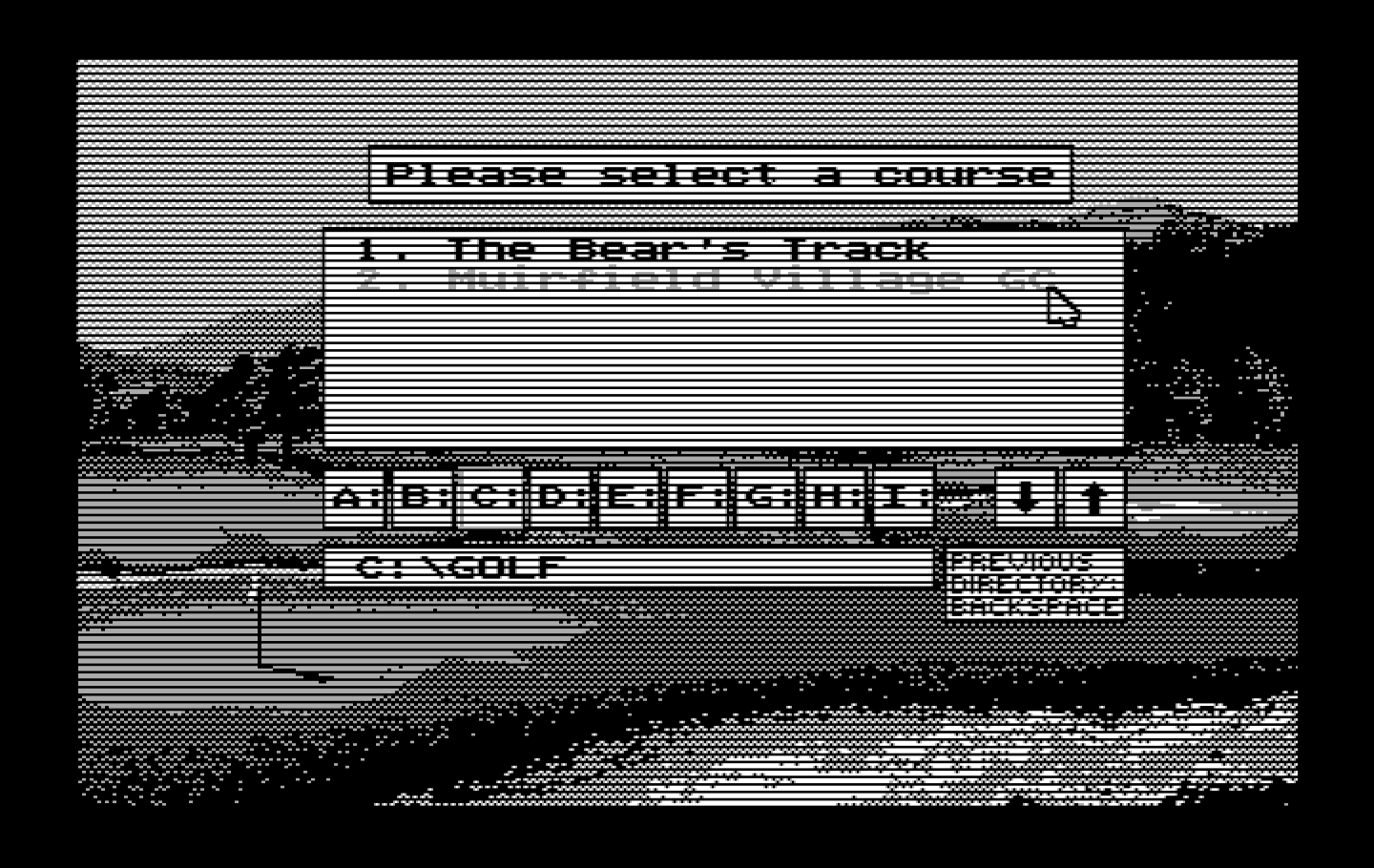 Jack Nicklaus' Unlimited Golf & Course Design IBM PC/Compatibles Screenshot: Selecting a course.