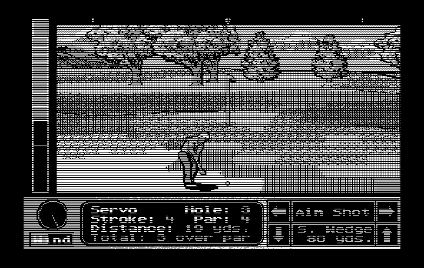 Jack Nicklaus' Unlimited Golf & Course Design IBM PC/Compatibles Screenshot: Hitting out of the sand.