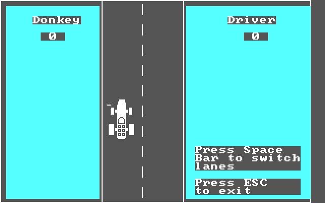 Donkey IBM PC/Compatibles Screenshot: Starting the game; the road is clear!