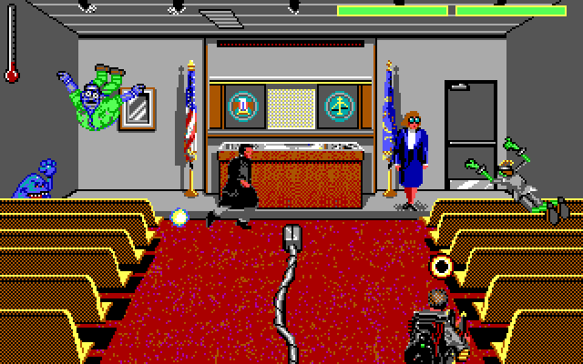 Ghostbusters II IBM PC/Compatibles Screenshot: The courtroom; trying to catch some ghosts!
