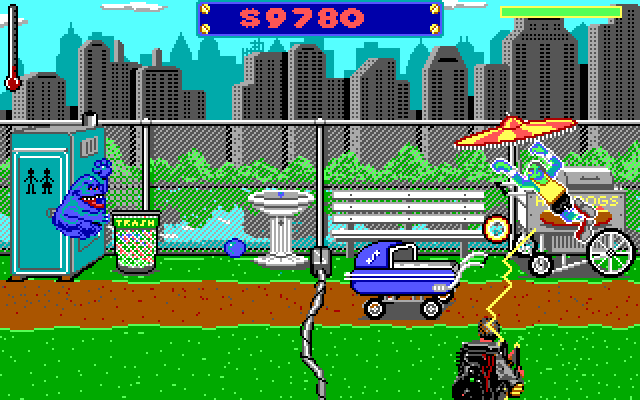 Ghostbusters II IBM PC/Compatibles Screenshot: Attempting to catch a ghost in central park.