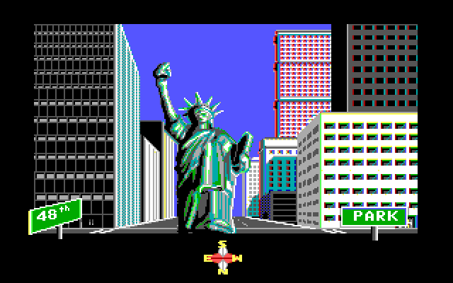 Ghostbusters II IBM PC/Compatibles Screenshot: Ready to take the statue for a walk around the town?