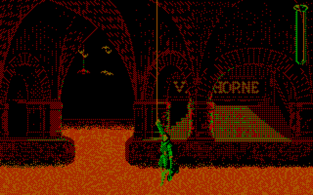 Ghostbusters II IBM PC/Compatibles Screenshot: Collecting slime...but don't get pulled in!
