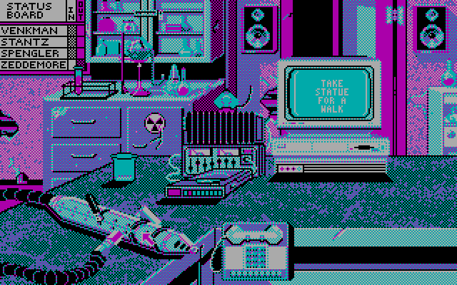 Ghostbusters II IBM PC/Compatibles Screenshot: Use the slime blower to take the statue for a walk.