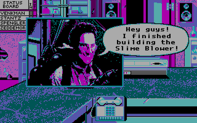 Ghostbusters II IBM PC/Compatibles Screenshot: Good news! The slime blower is ready!