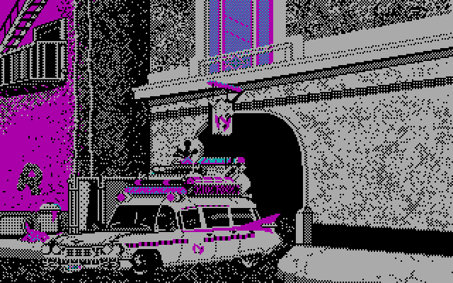 Ghostbusters II IBM PC/Compatibles Screenshot: The Ghostbusters car...