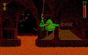 Ghostbusters II for IBM PC/Compatibles - Ghosts appear and try to knock you off of the rope.