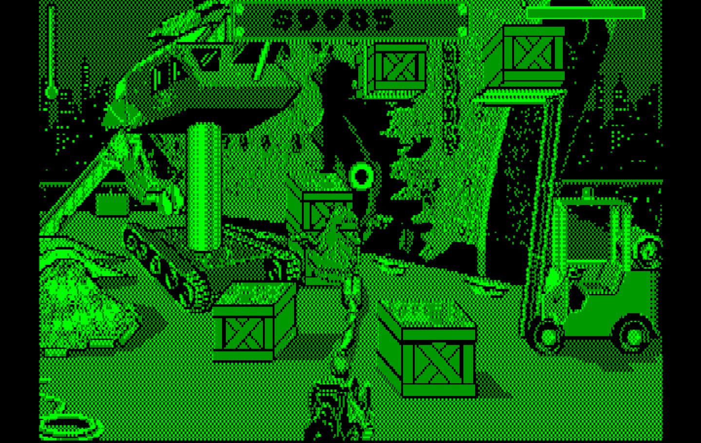 Ghostbusters II IBM PC/Compatibles Screenshot: Catch these ghosts at the dock!