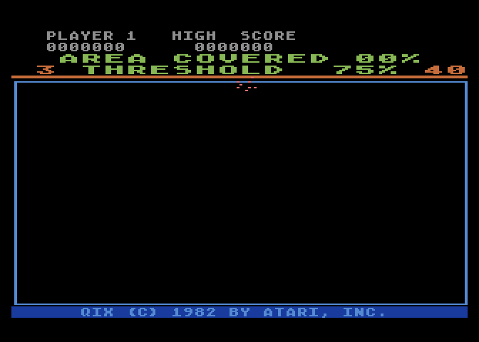 Qix Atari 8-bit Screenshot: Title screen.