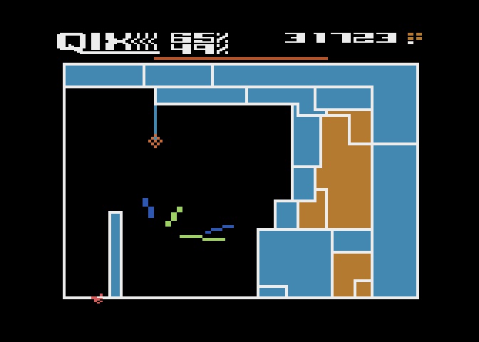 Qix Atari 5200 Screenshot: The board is almost filled...