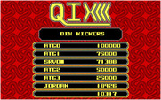 Qix for IBM PC/Compatibles - The high score table.