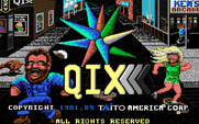 Qix for Amiga - Title screen.