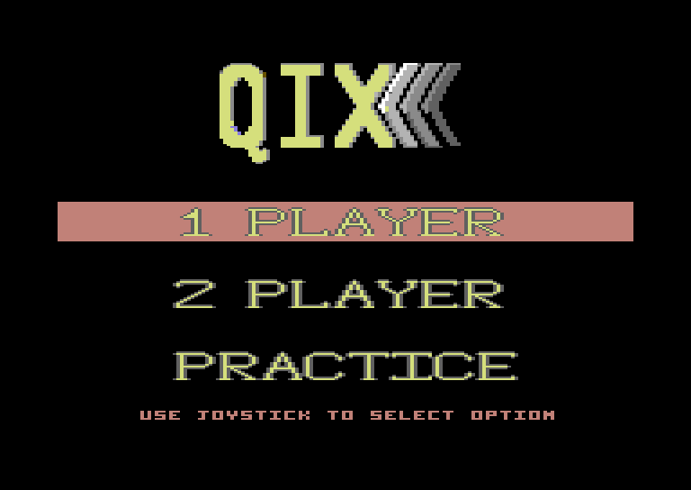Qix Commodore 64 Screenshot: One or two players?