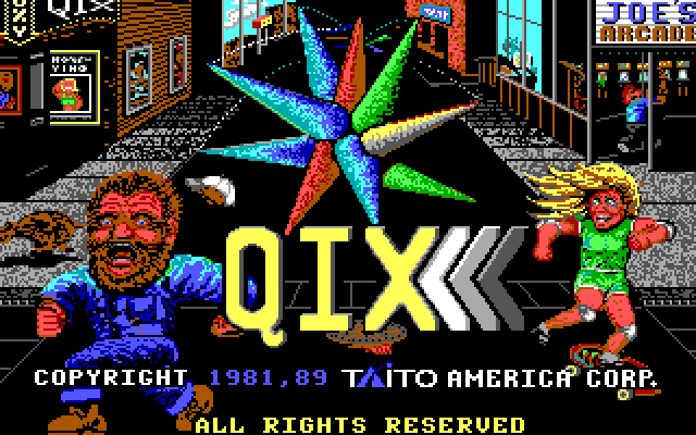 Qix IBM PC/Compatibles Screenshot: Title screen.