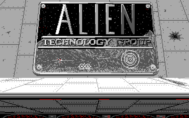Qix IBM PC/Compatibles Screenshot: Alien Technology Group logo.