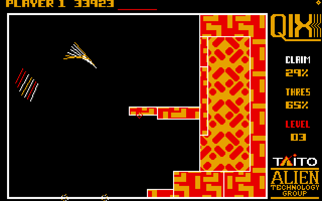 Qix IBM PC/Compatibles Screenshot: Can you split the two Qix?
