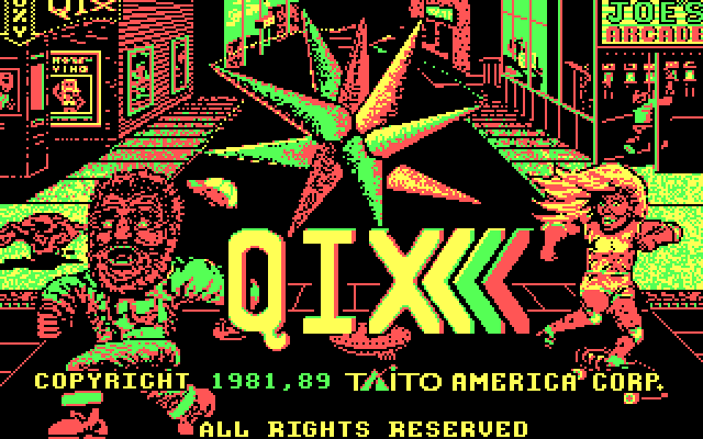 Qix IBM PC/Compatibles Screenshot: Title screen.