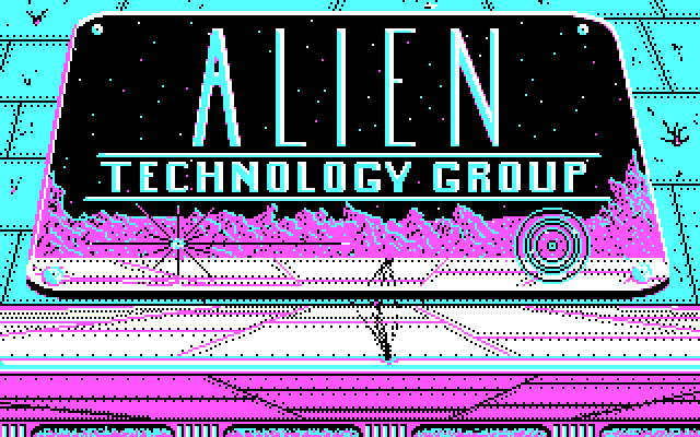 Qix IBM PC/Compatibles Screenshot: Alien Technology Group logo.