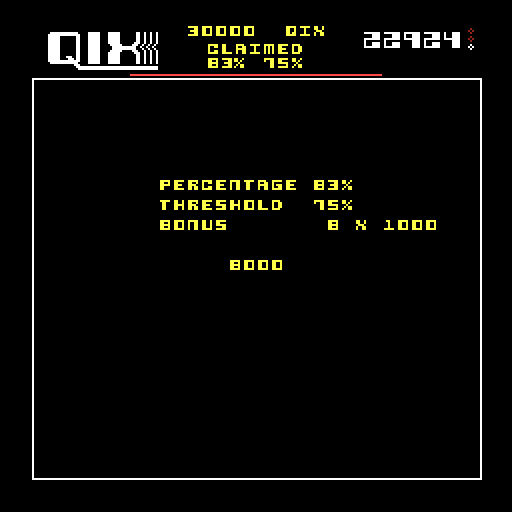 Qix Arcade Screenshot: Level complete!