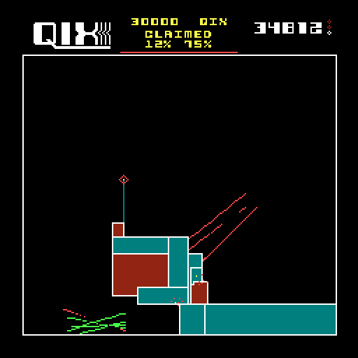 Qix Arcade Screenshot: An opportunity to split the Qix again...