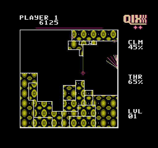 Qix NES / Famicom Screenshot: About to trap the Qix...