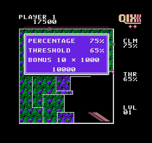 Qix NES / Famicom Screenshot: First level completed.