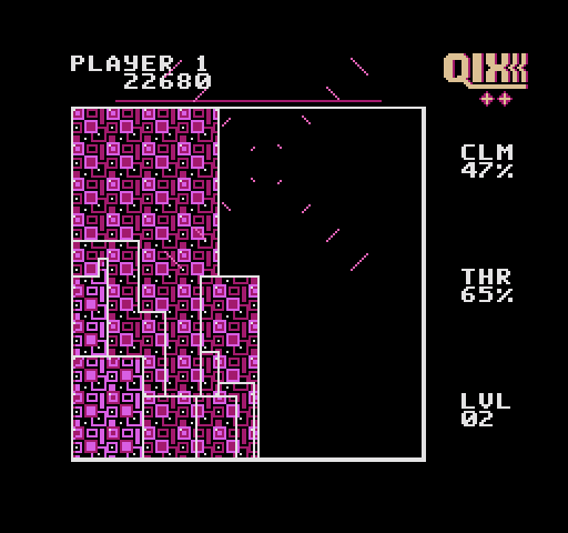 Qix NES / Famicom Screenshot: Level 2; the Qix got me!