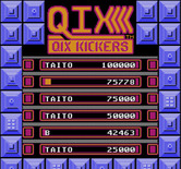 Qix for NES / Famicom - Game over; a new high score!