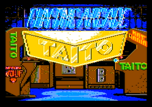 Qix Apple II Screenshot: Taito logo screen.
