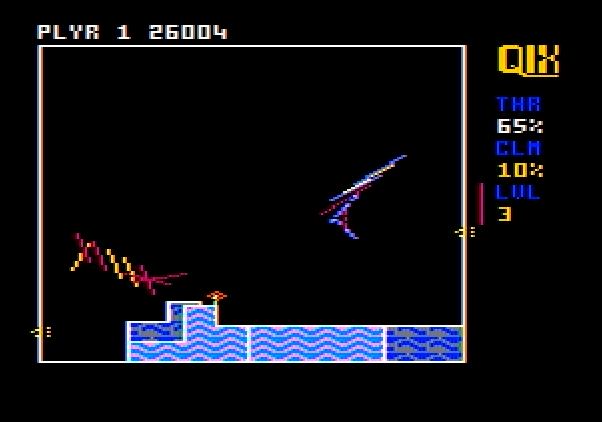 Qix Apple II Screenshot: Start of level 3.