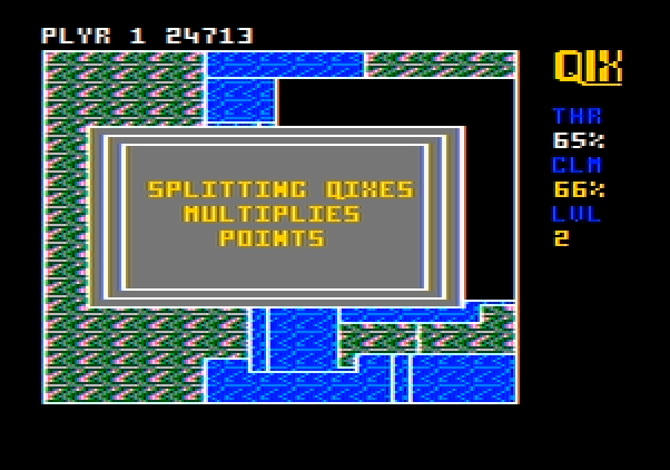 Qix Apple II Screenshot: Can you split the two Qixes?