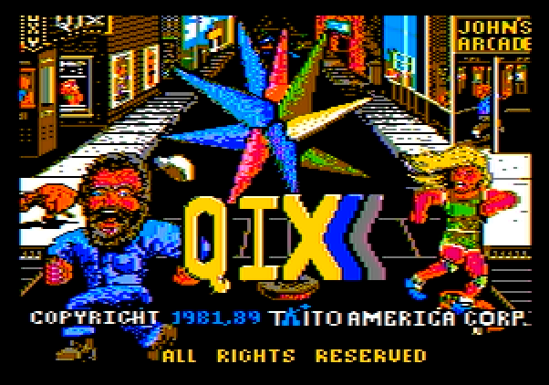 Qix Apple II Screenshot: Title screen.