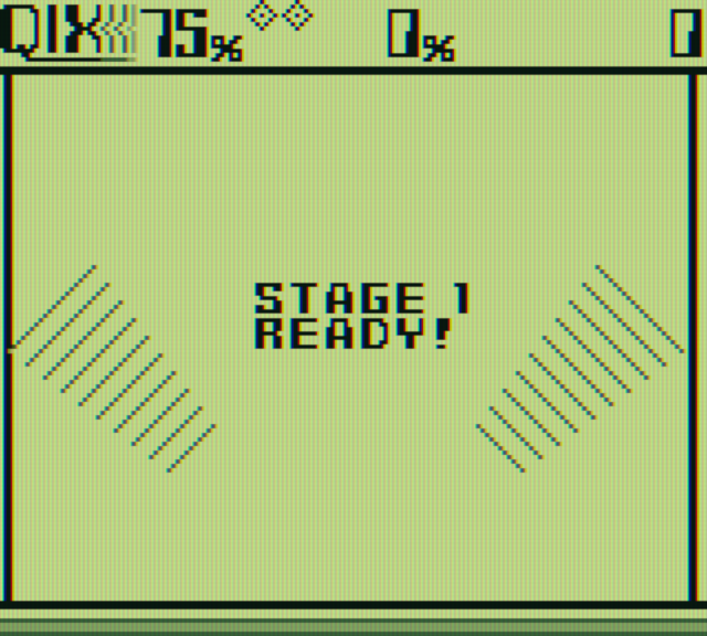 Qix Game Boy Screenshot: Stage 1 ready!