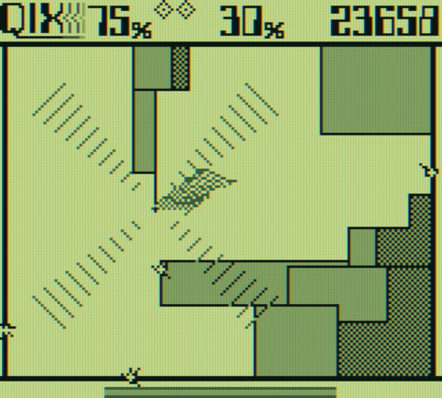 Qix Game Boy Screenshot: The Qix got me!