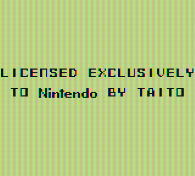 Qix Game Boy Screenshot: License screen.