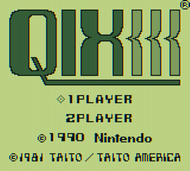 Qix Game Boy Screenshot: Title screen.