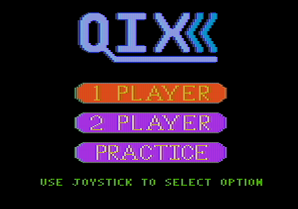 Qix Apple II Screenshot: Select number of players.