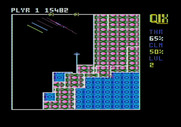 Qix for Apple II - I need to claim at least 65% of the board to complete level 2.
