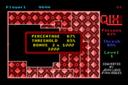 Qix for Apple IIgs - Level complete! Bonus points are earned for each percentage over the threshold.