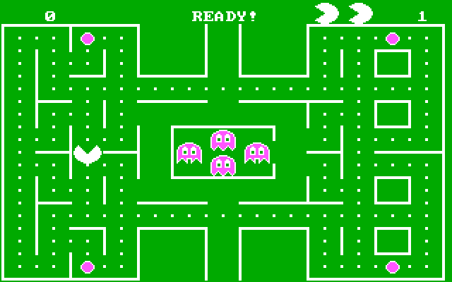 Packman IBM PC/Compatibles Screenshot: The game begins...