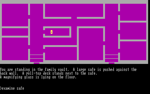 Sleuth IBM PC/Compatibles Screenshot: Explore the rooms for clues.