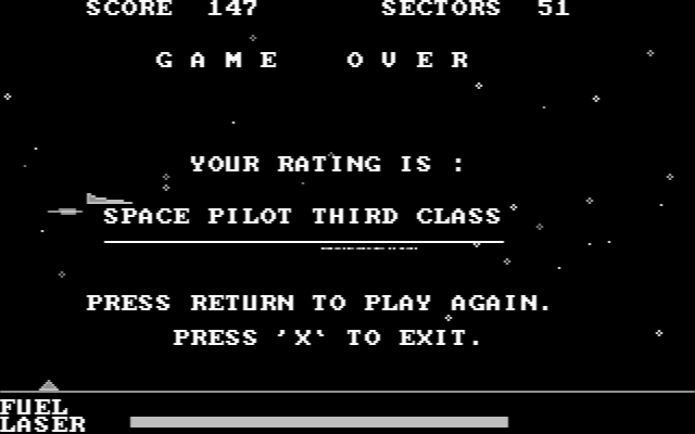 Starmaxx IBM PC/Compatibles Screenshot: Game over.
