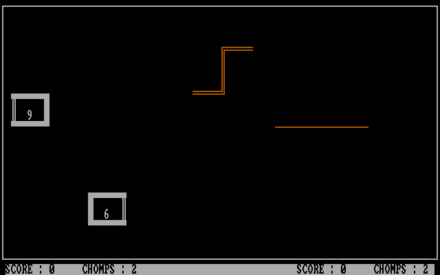 John Chenault's Snake! IBM PC/Compatibles Screenshot: A two player game of Snake begins.