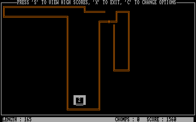 John Chenault's Snake! IBM PC/Compatibles Screenshot: Oops, game over!