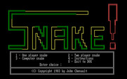 John Chenault's Snake! for IBM PC/Compatibles - Title screen.