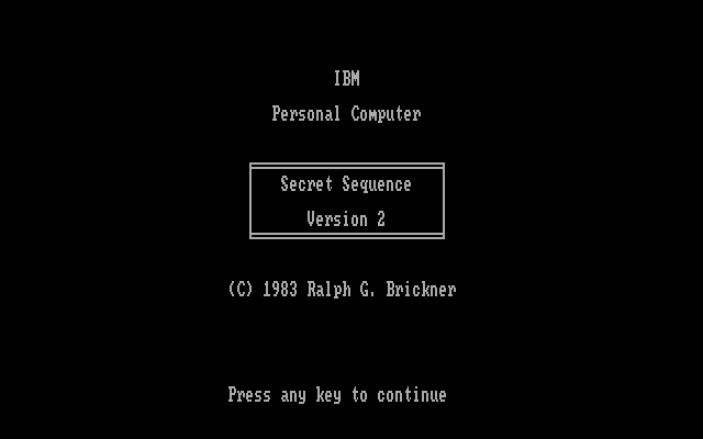 Secret Sequence IBM PC/Compatibles Screenshot: Title screen.
