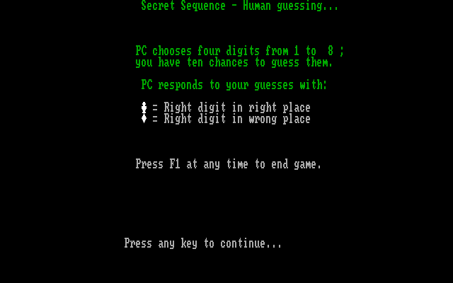 Secret Sequence IBM PC/Compatibles Screenshot: Ready to begin?