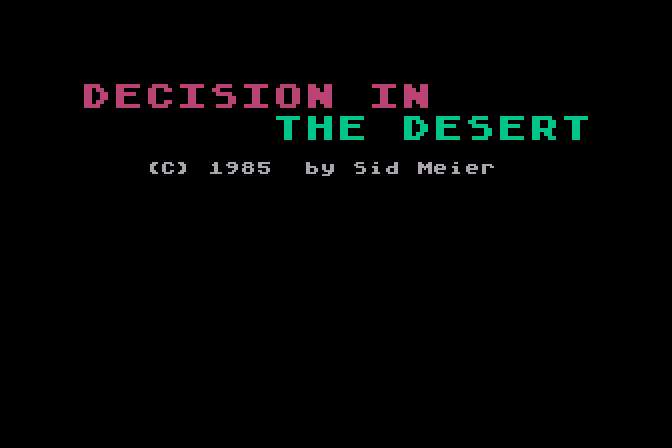 Decision in the Desert Atari 8-bit Screenshot: Title screen.