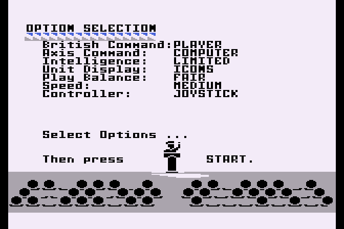 Decision in the Desert Atari 8-bit Screenshot: Setting up some game options.