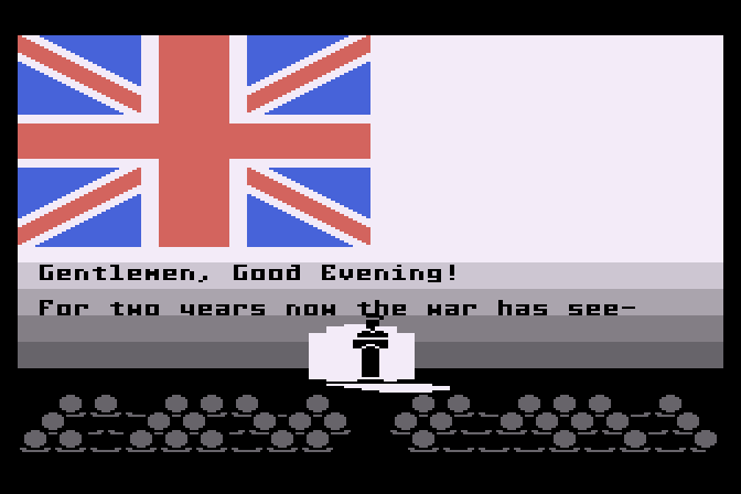 Decision in the Desert Atari 8-bit Screenshot: Some background information scrolls by...
